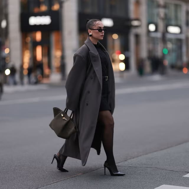 Black Mini Dress With Gray Coat Black Mini Dress With Gray Coat — Classy Layering Dress