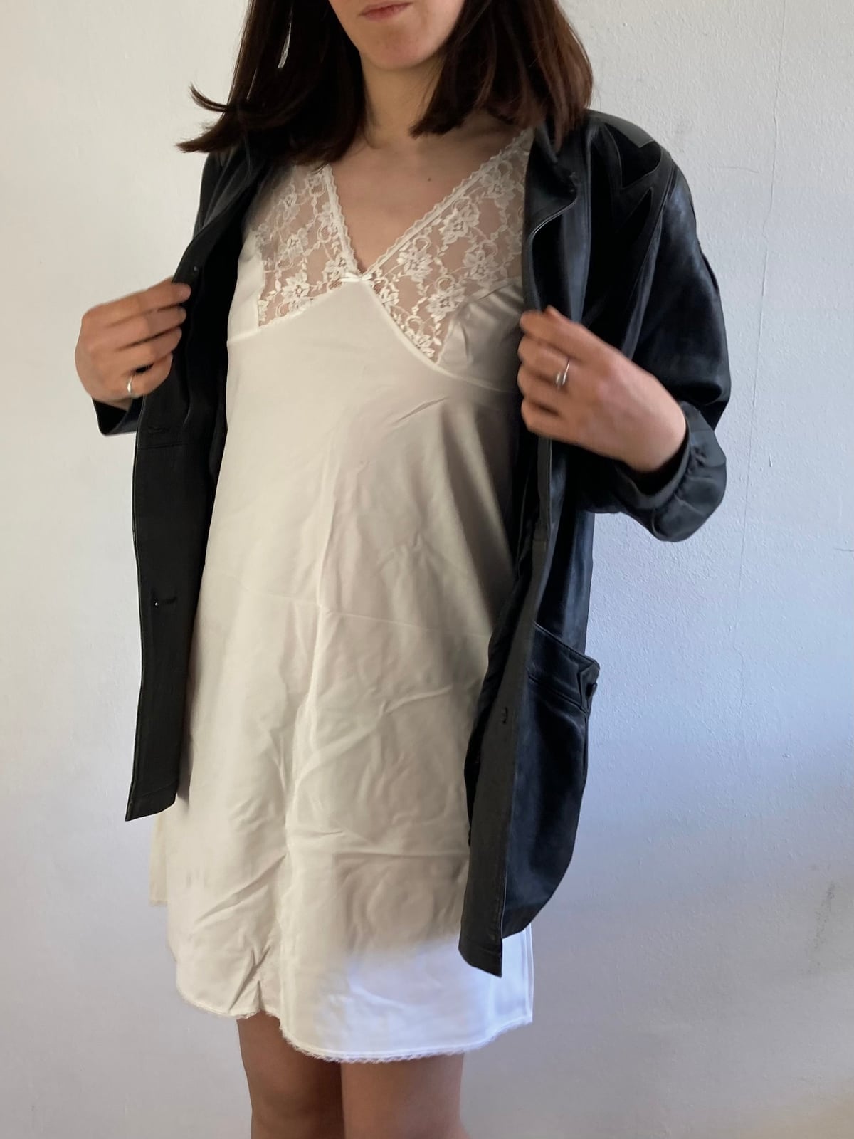 White Lace Slip Dress With Black Blazer White Lace Slip Dress With Black Blazer — Classy Layering Dress