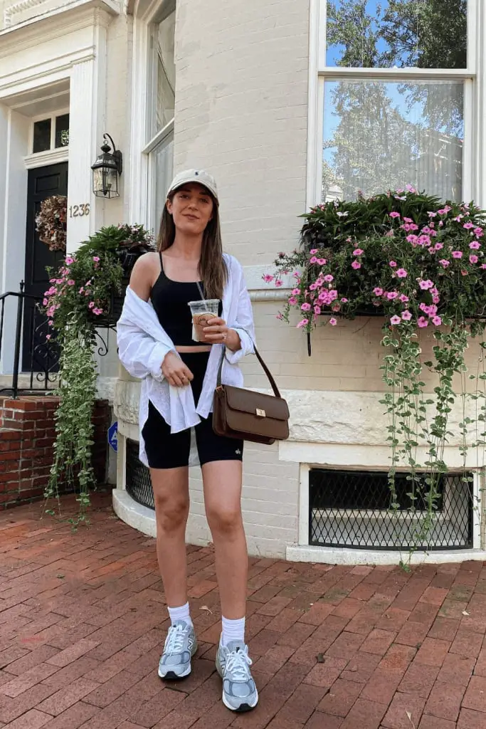 Oversized White Shirt With Biker Shorts Oversized White Shirt With Biker Shorts — Classy Lazy Outfits