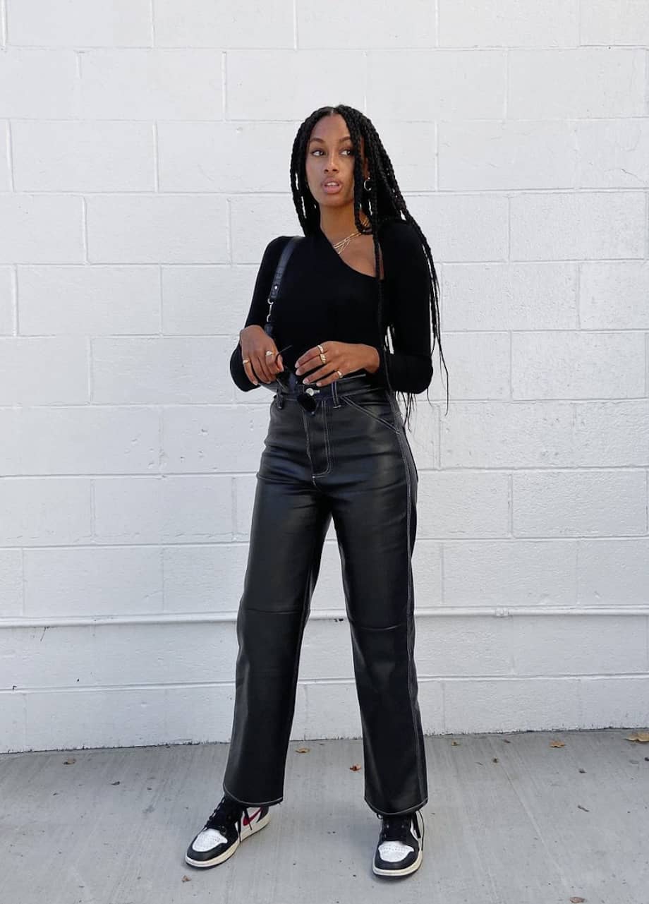 Casual Chic with Wide-Leg Leather Trousers — Classy Leather Outfits