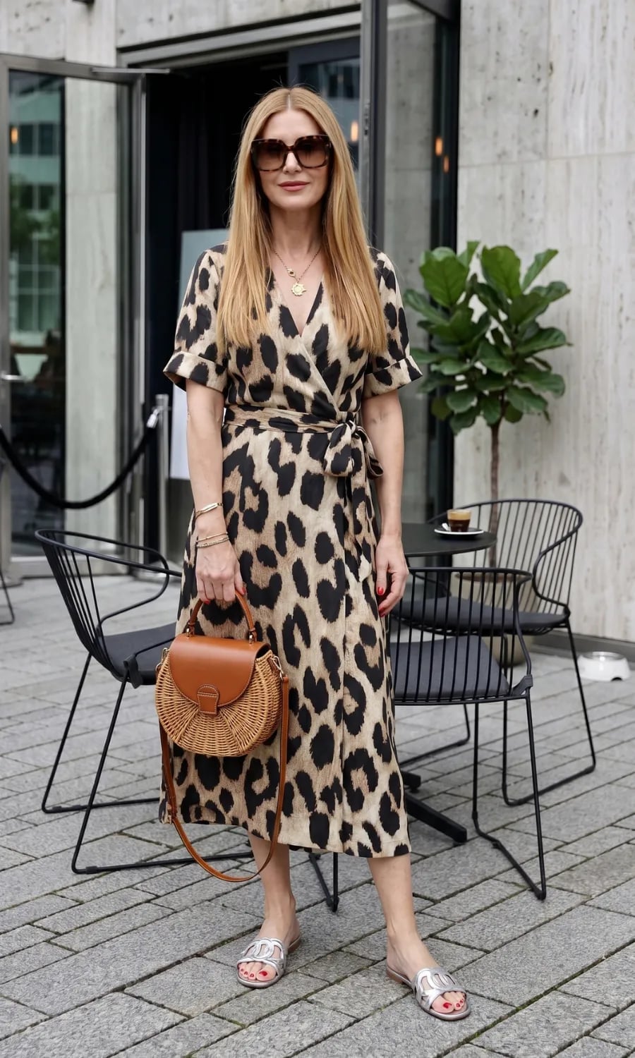 Casual Leopard Print Wrap Dress with Crossbody Bag Casual Leopard Print Wrap Dress with Crossbody Bag — Classy Leopard Dress