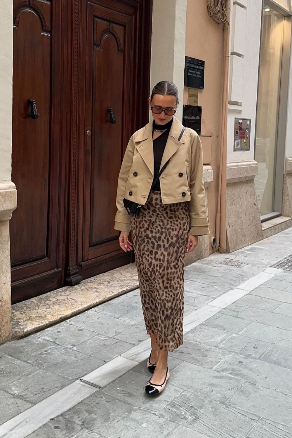 Leopard Slip Skirt with Neutral Layering — Classy Leopard Skirt Outfit