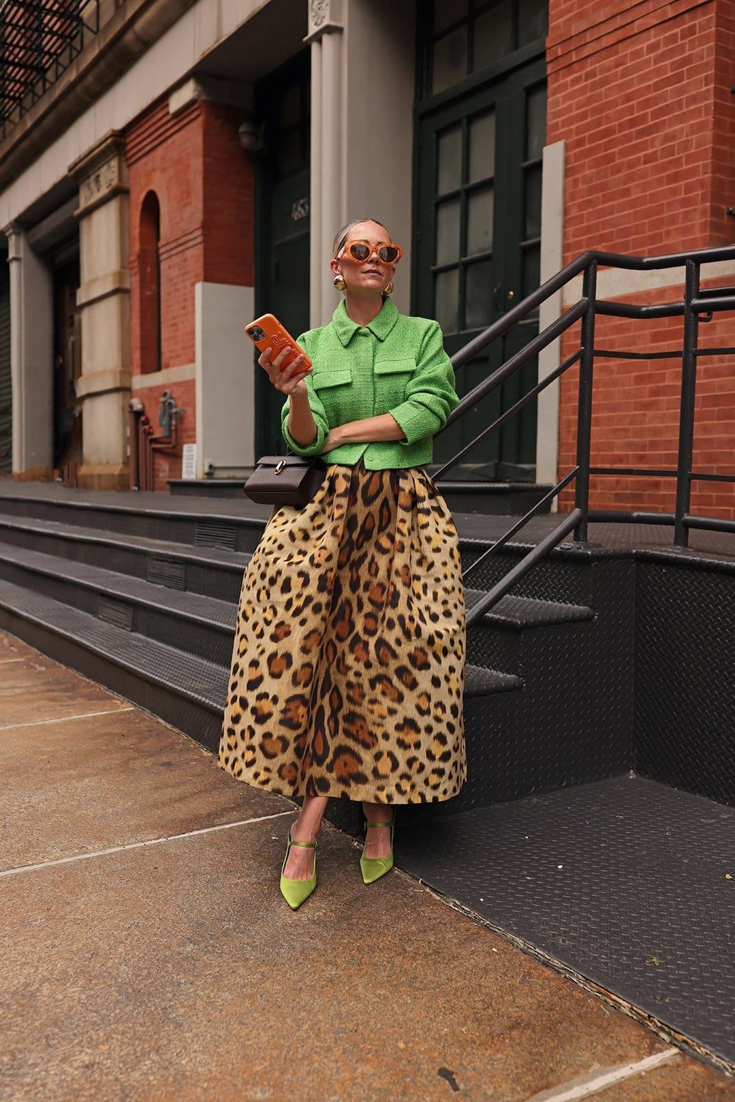 Statement Leopard Skirt with Matching Textured Jacket — Classy Leopard Skirt Outfit