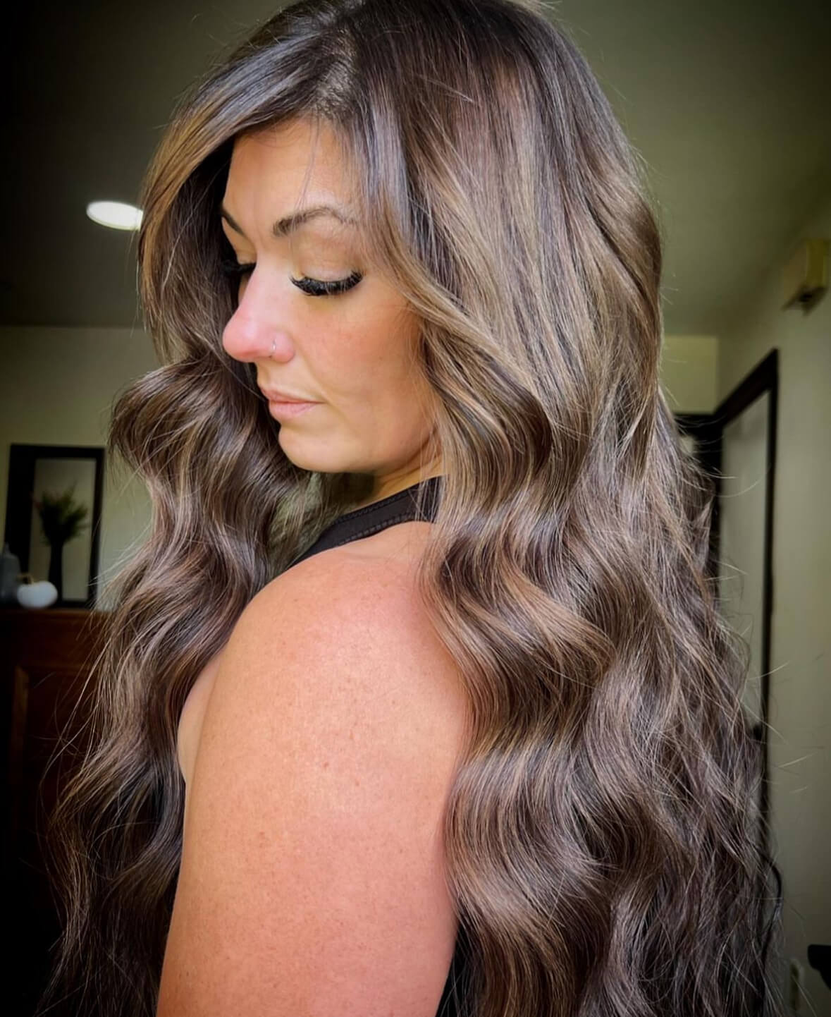 Mid-Back Light Brown With Subtle Lighter Brown Balayage, Straight — Classy Light Brown Balayage
