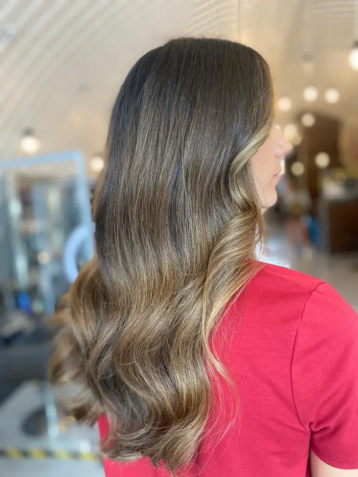 Collarbone Light Brown Balayage With Side Part — Classy Light Brown Balayage