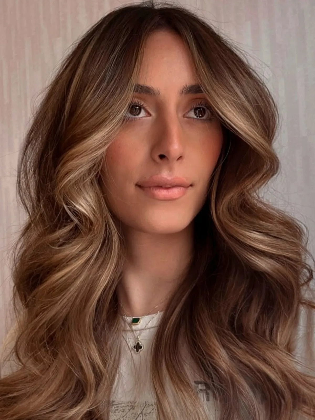 Collarbone Light Brown Balayage With Face-Framing Layers — Classy Light Brown Balayage