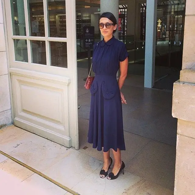 Navy Midi Dress with Collared Neckline Navy Midi Dress with Collared Neckline — Classy London Outfits