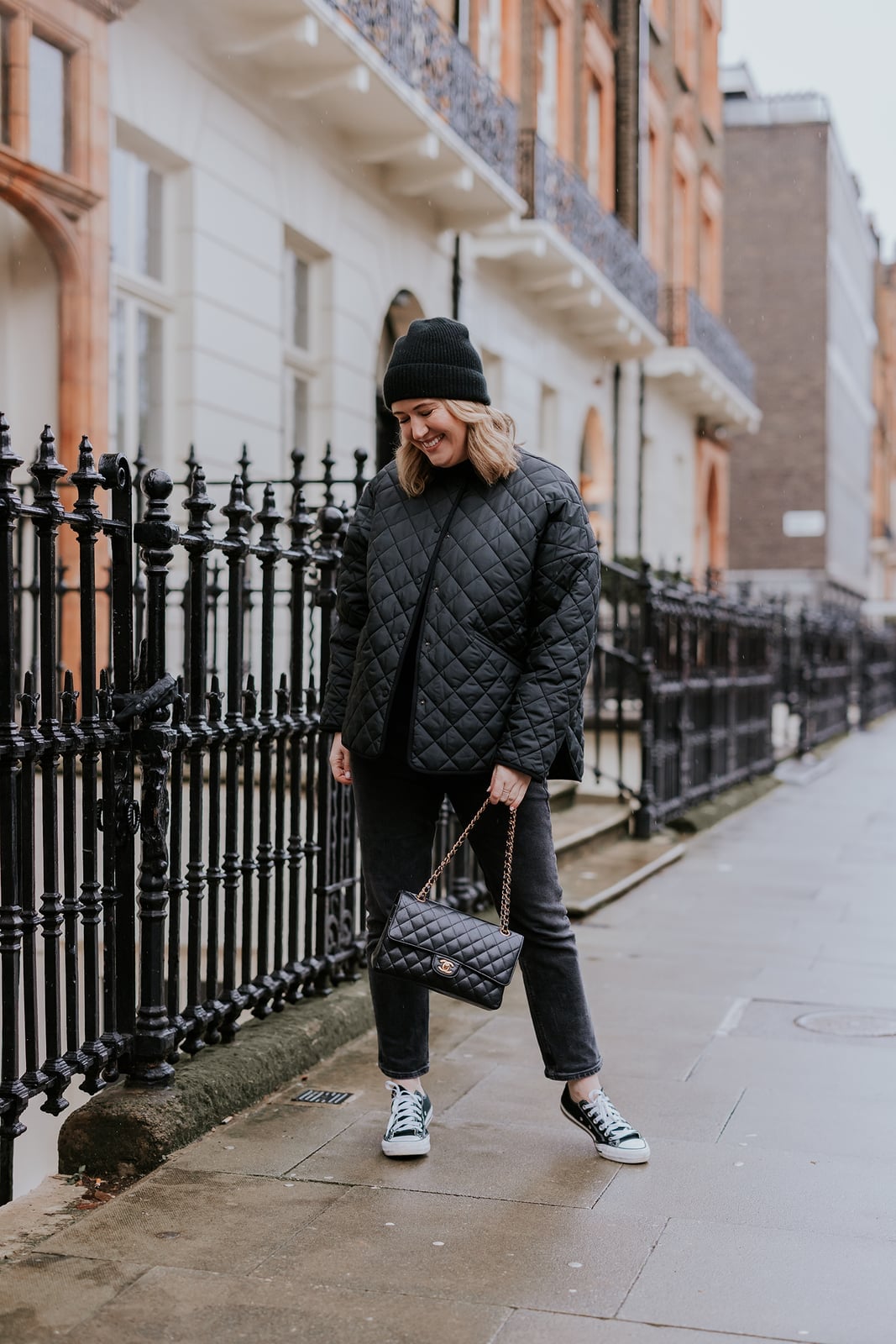 Black Quilted Jacket with Turtleneck and Jeans Black Quilted Jacket with Turtleneck and Jeans — Classy London Outfits