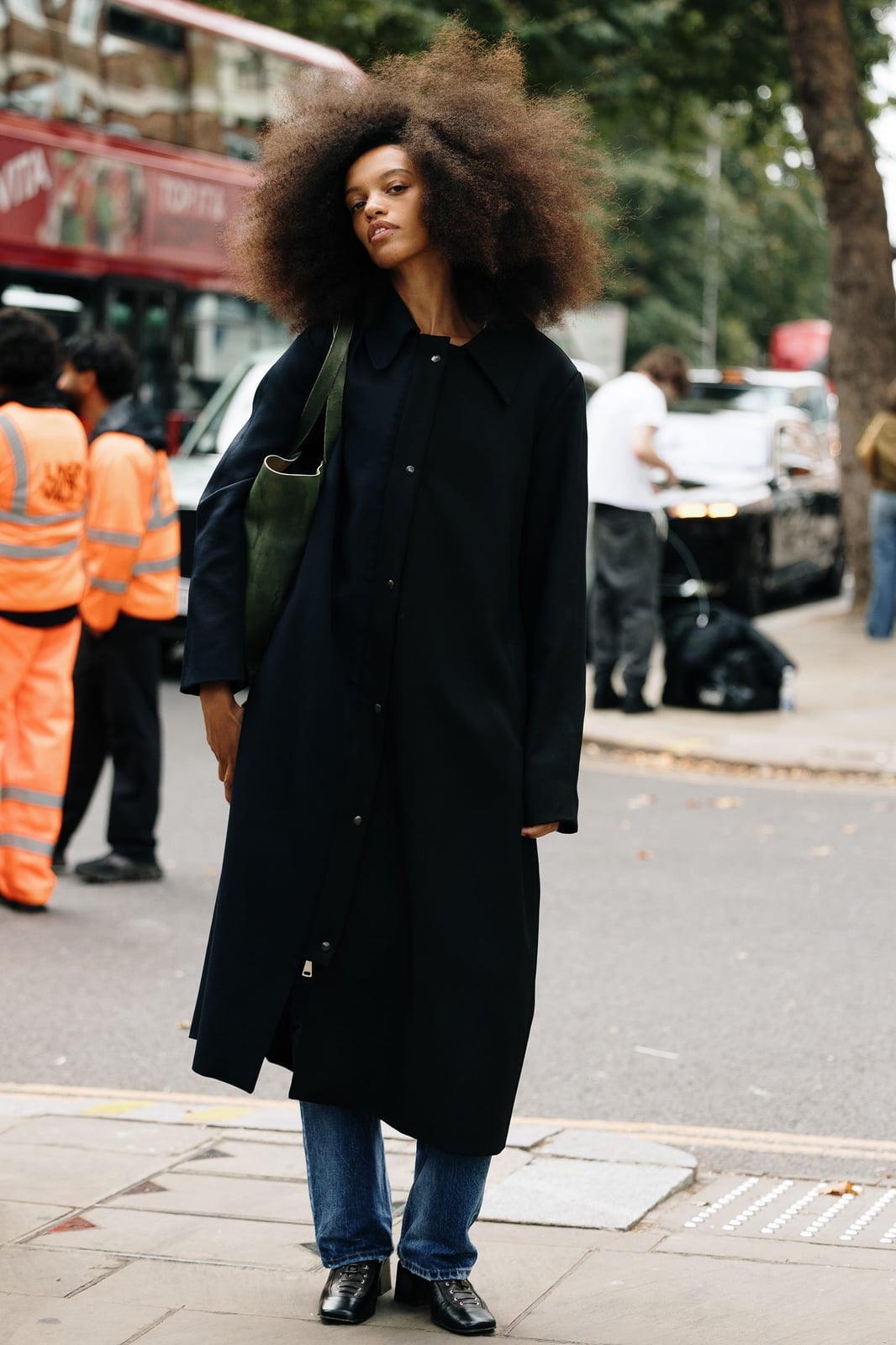 Long Navy Coat with Jeans and Chunky Boots Long Navy Coat with Jeans and Chunky Boots — Classy London Outfits