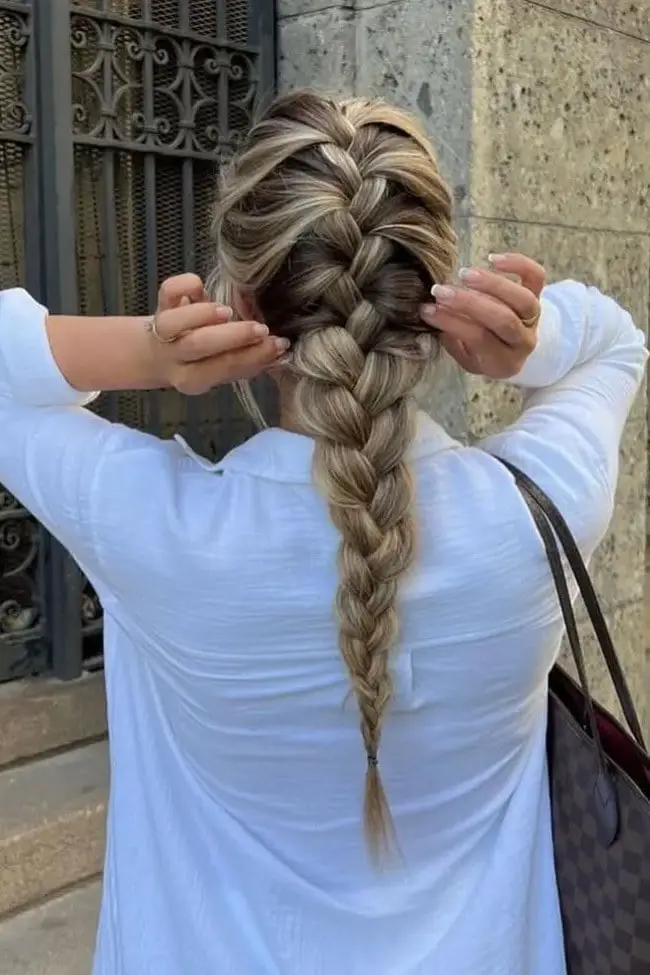 Blonde Dutch Braid With Dark Roots Blonde Dutch Braid With Dark Roots — Classy Long Braids