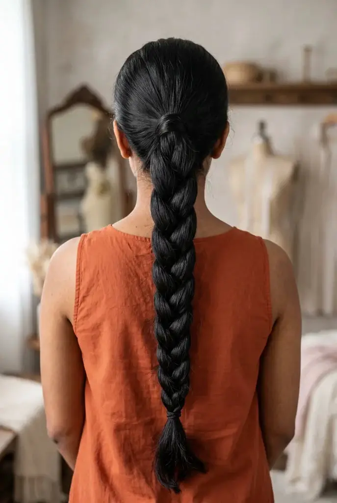 Smooth Long Black Three-Strand Braid Smooth Long Black Three-Strand Braid — Classy Long Braids