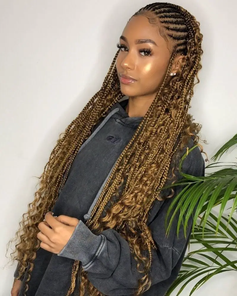 Honey Blonde Box Braids With Curly Ends Honey Blonde Box Braids With Curly Ends — Classy Long Braids