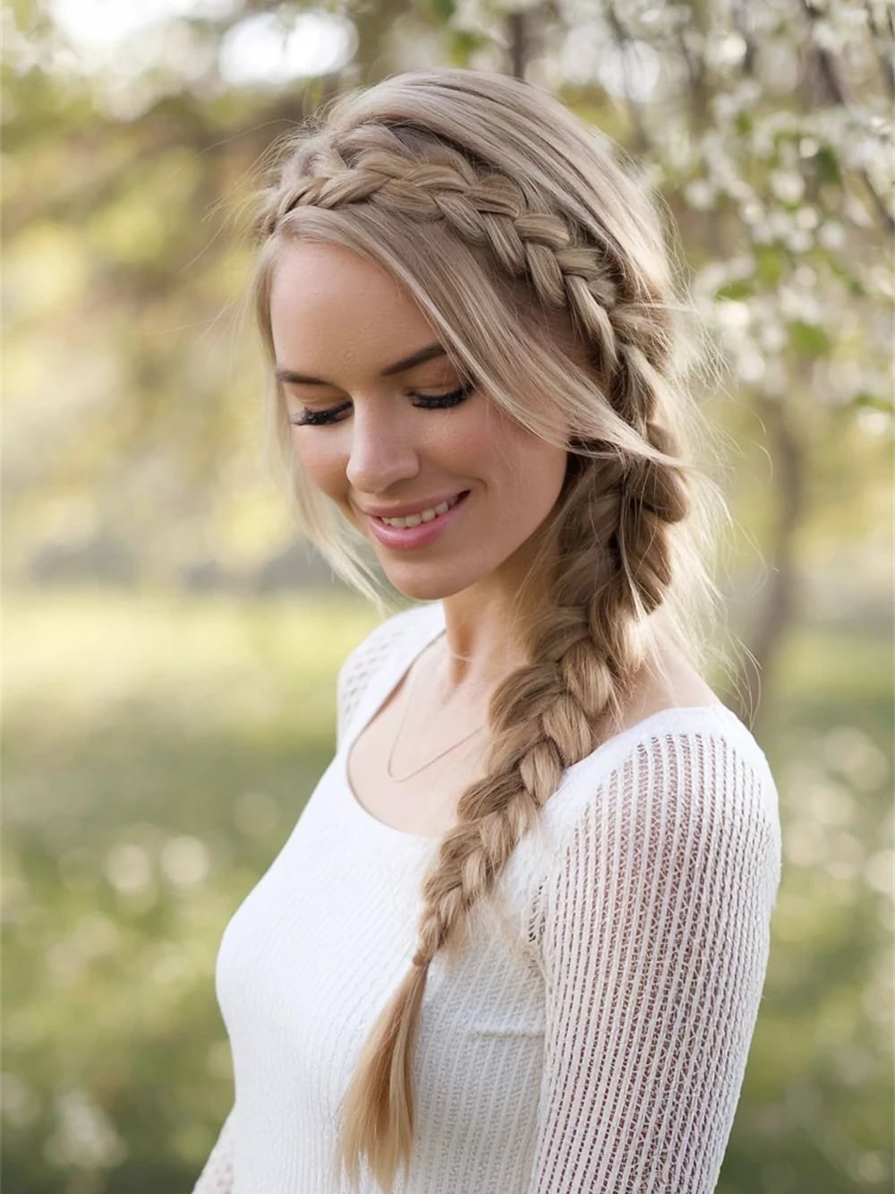 Ash Blonde Crown Braid With Side Braid Ash Blonde Crown Braid With Side Braid — Classy Long Braids