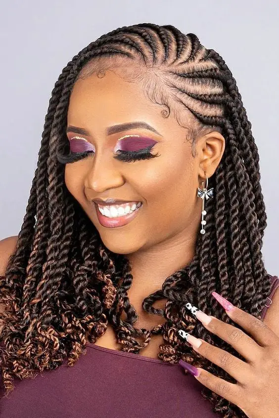 Twist Braids With Curly Ends and Cornrows Twist Braids With Curly Ends and Cornrows — Classy Long Braids