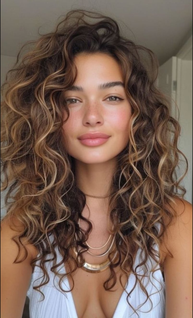 Dark Brown Curls With Caramel Highlights Dark Brown Curls With Caramel Highlights — Classy Long Curly Hair