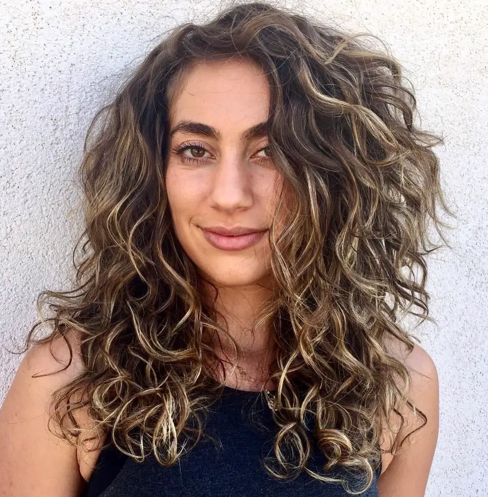 Mid-Back Dark Brown With Blonde Balayage And Layers and Curtain Bangs Mid-Back Dark Brown With Blonde Balayage And Layers and Curtain Bangs — Classy Long Curly Hair