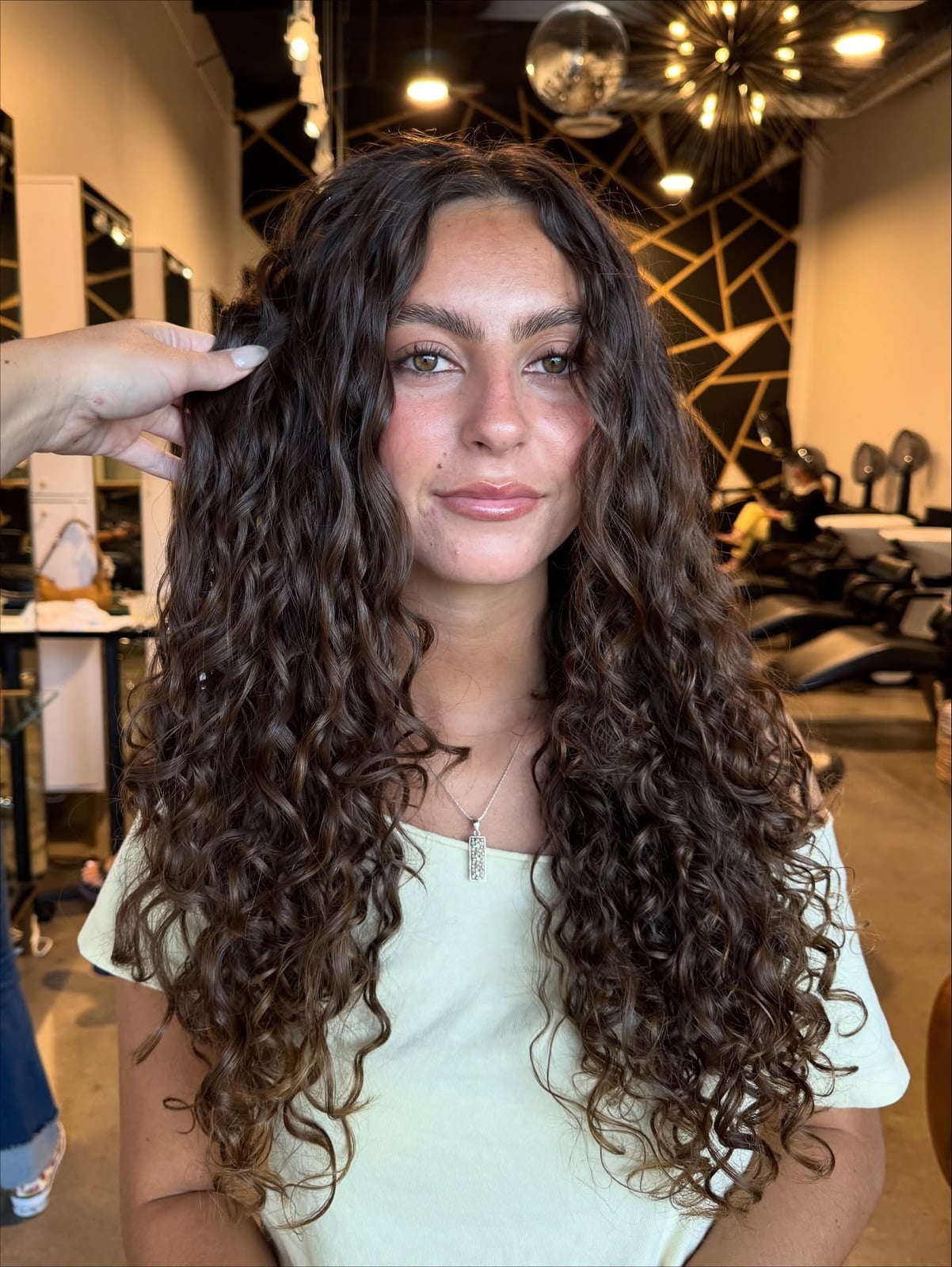 Mid-Back Dark Brown Curls With Rich Balayage, Middle Mid-Back Dark Brown Curls With Rich Balayage, Middle — Classy Long Curly Hair