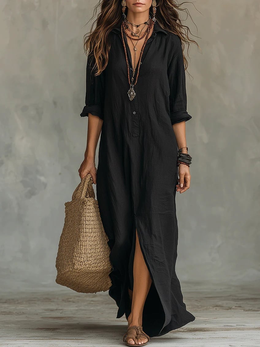 A Linen-Like Maxi Shirt Dress for Casual Days A Linen-Like Maxi Shirt Dress for Casual Days — Classy Maxi Dresses Outfit