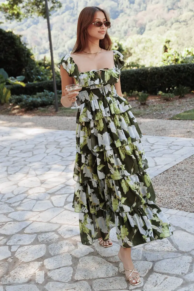 Tiered Floral Maxi Dress for Daytime Events Tiered Floral Maxi Dress for Daytime Events — Classy Maxi Dresses Outfit