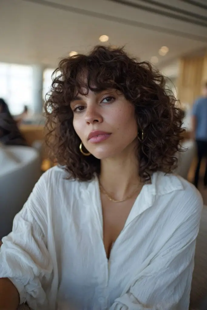 Collarbone Layered Curly Hair Natural Shine — Classy Medium Curly Hair