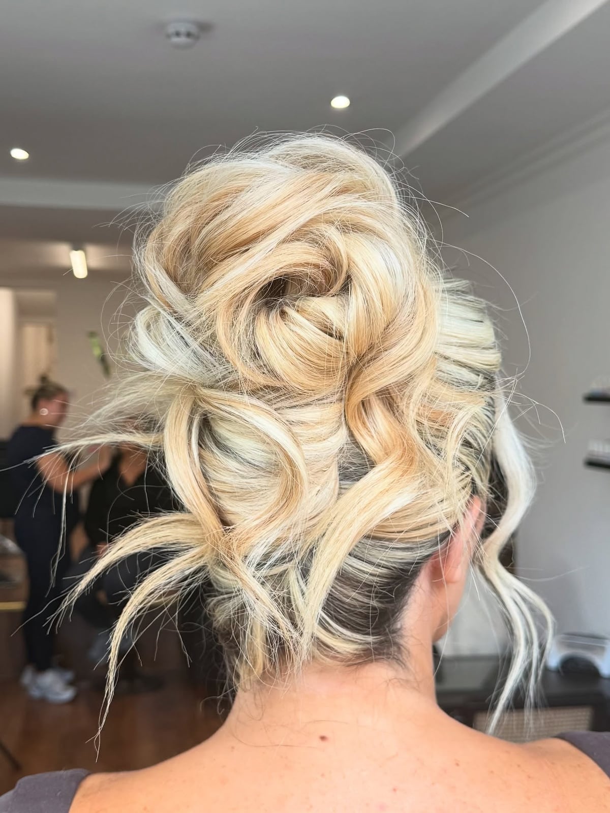 Dark Brown Messy Updo With Textured Volume — Classy Messy Bun Outfit