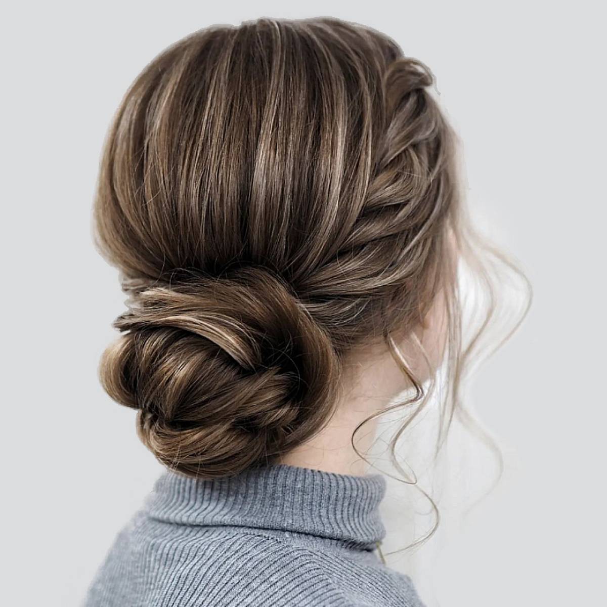 Braided Dark Brown Messy Updo — Classy Messy Bun Outfit