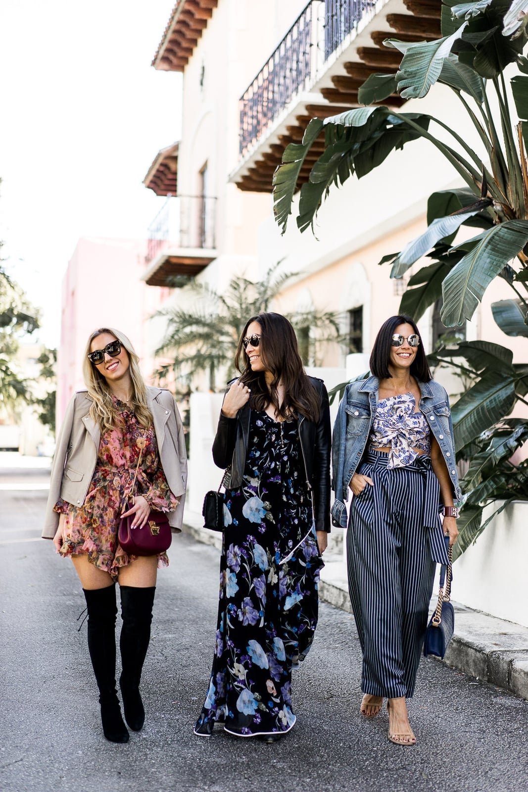 Floral Print Romper With Beige Blazer And Knee-High Boots Floral Print Romper With Beige Blazer And Knee-High Boots — Classy Miami Outfits