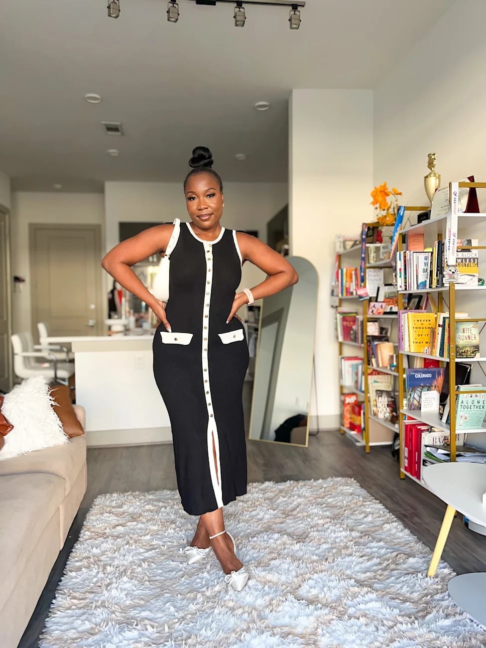 Black Sleeveless Midi Dress With White Trim Black Sleeveless Midi Dress With White Trim — Classy Miami Outfits