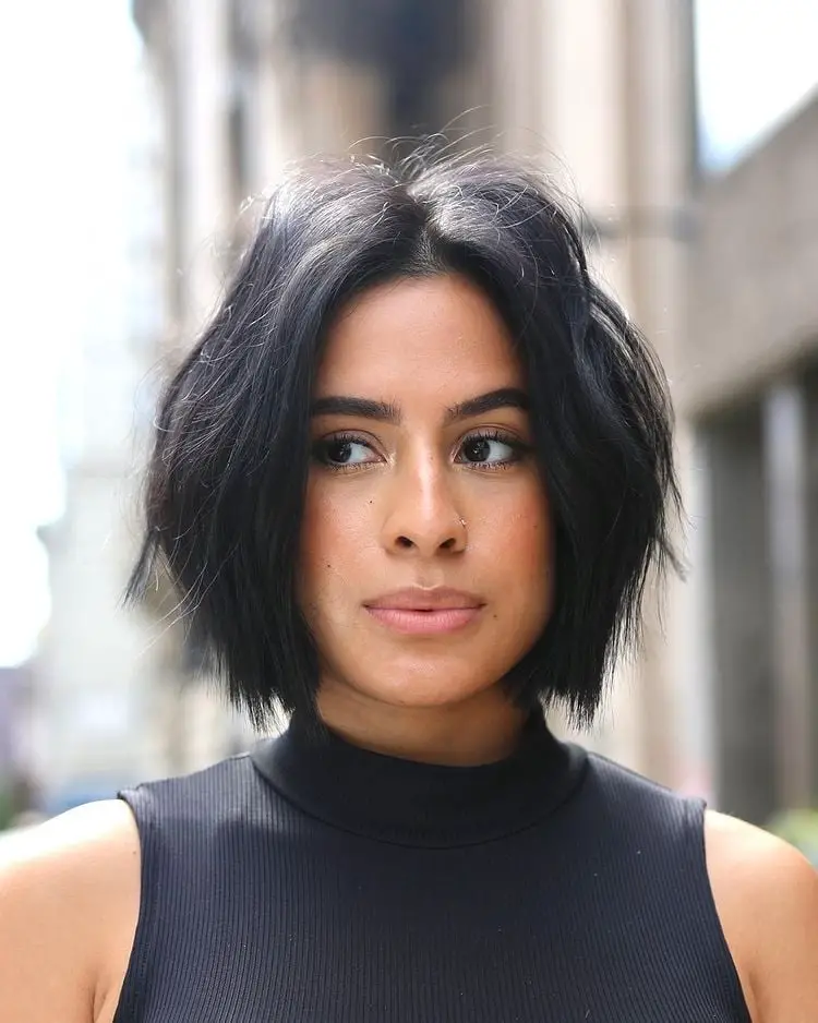 Air Dried Wavy Chin Bob Air Dried Wavy Chin Bob — Classy Middle Part Bob