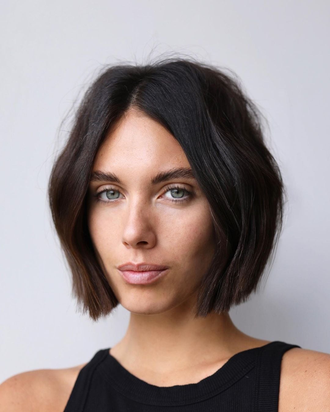 Classic Chin Length Straight Bob, Dark Brown Classic Chin Length Straight Bob, Dark Brown — Classy Middle Part Bob