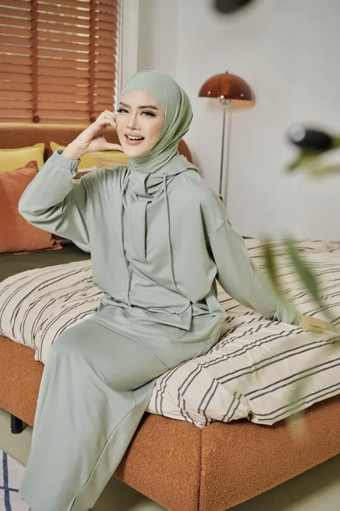 Sage Green Hooded Maxi Dress Set Sage Green Hooded Maxi Dress Set — Classy Modest Outfits