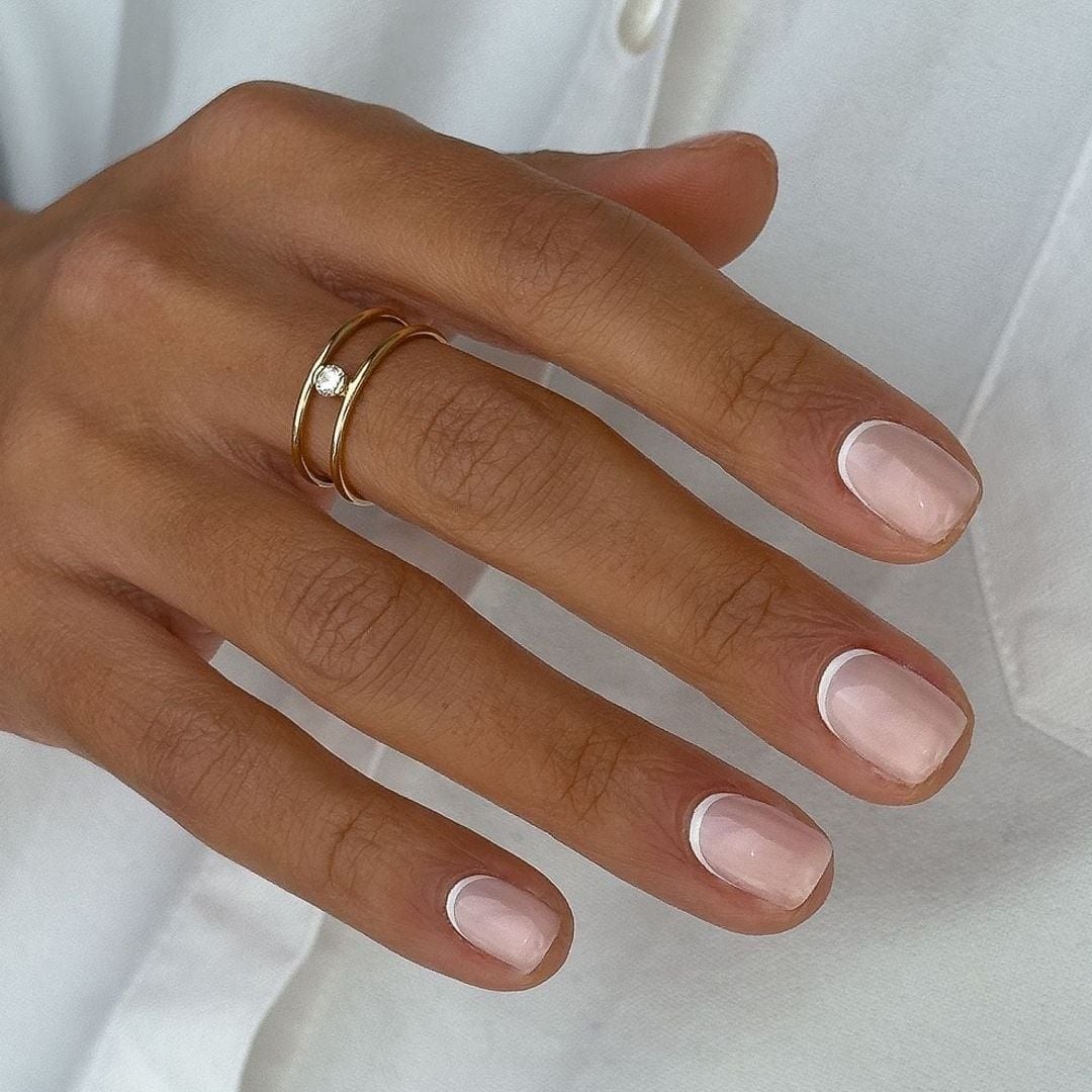 Thin White French Tip Short Square Nails — Classy Mom Nails