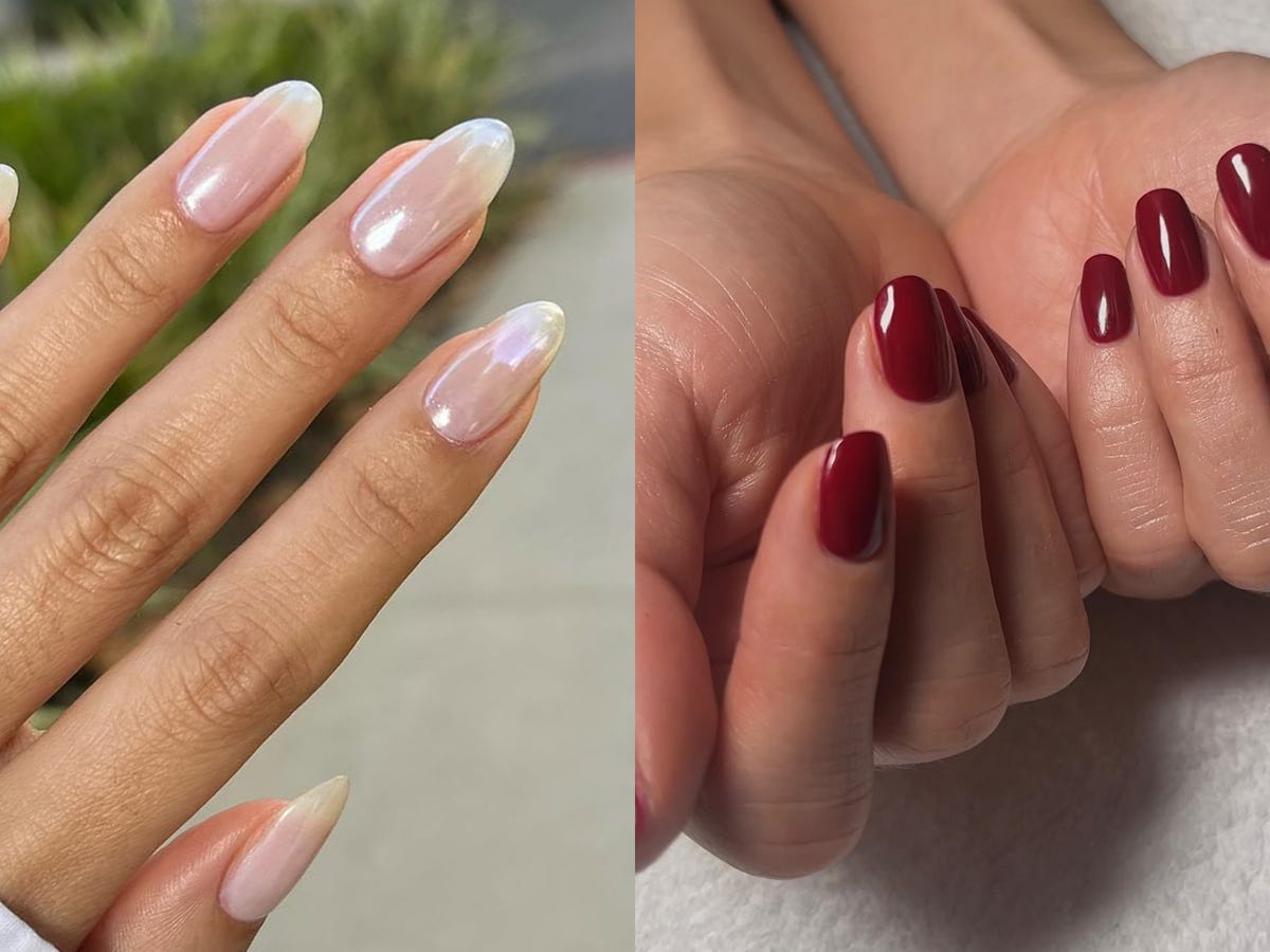 Milky White Iridescent Pearlescent Short Almond Nails, Close-Up Take — Classy Mom Nails