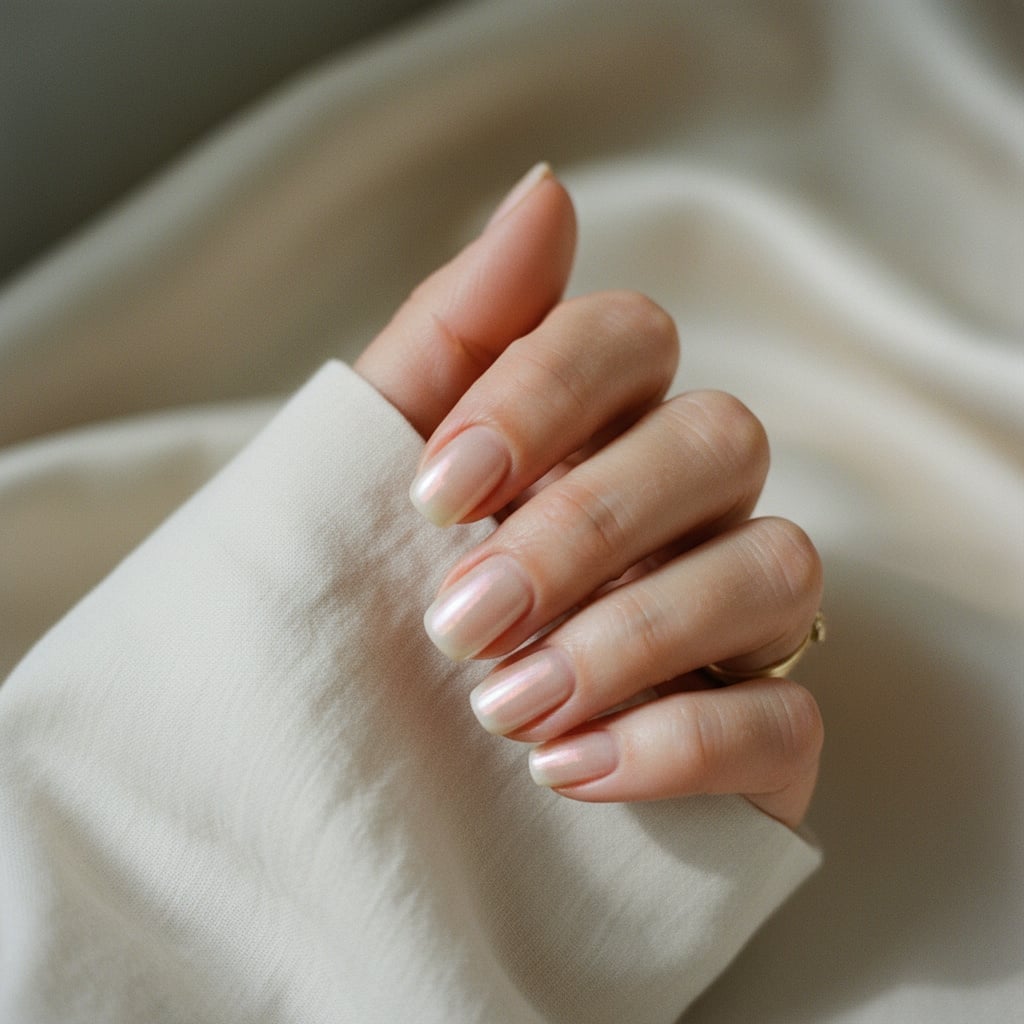 Milky White Pearly Soft Square Nails — Classy Mom Nails