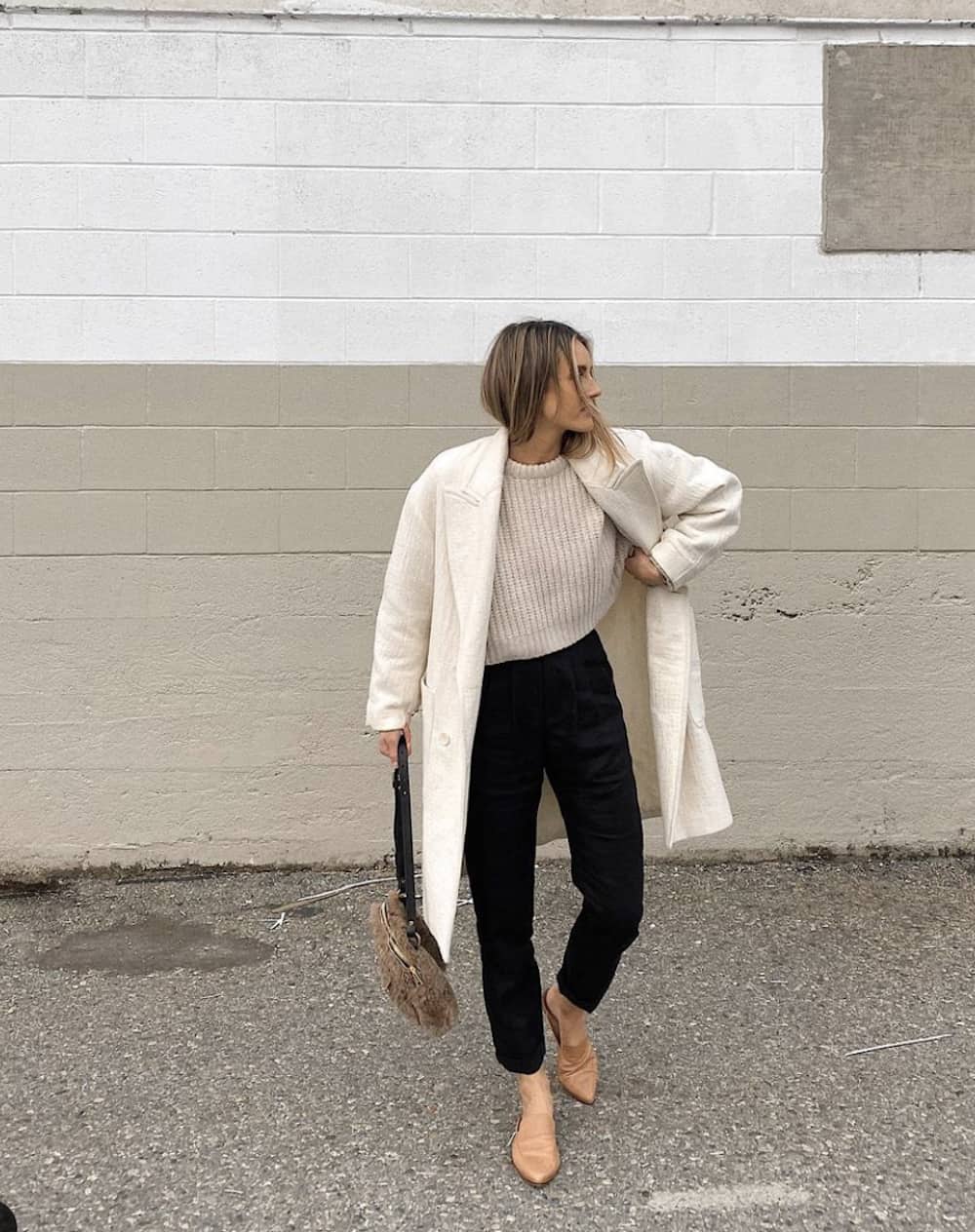 A Cream Long Coat Adds Sophistication to a Monochromatic Look — Classy Mom Outfits