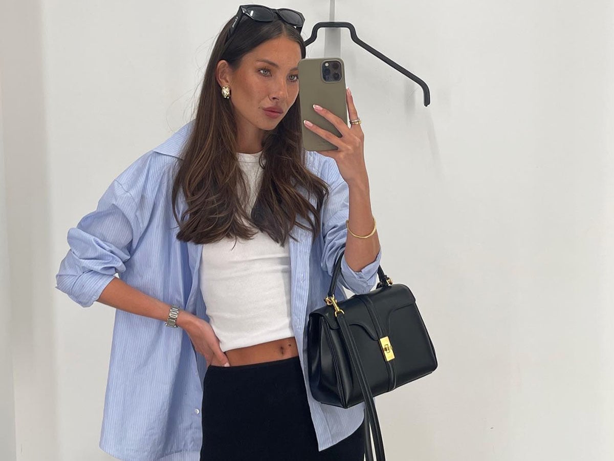 An Oversized Striped Shirt Adds a Relaxed Vibe to a Simple Base — Classy Mom Outfits