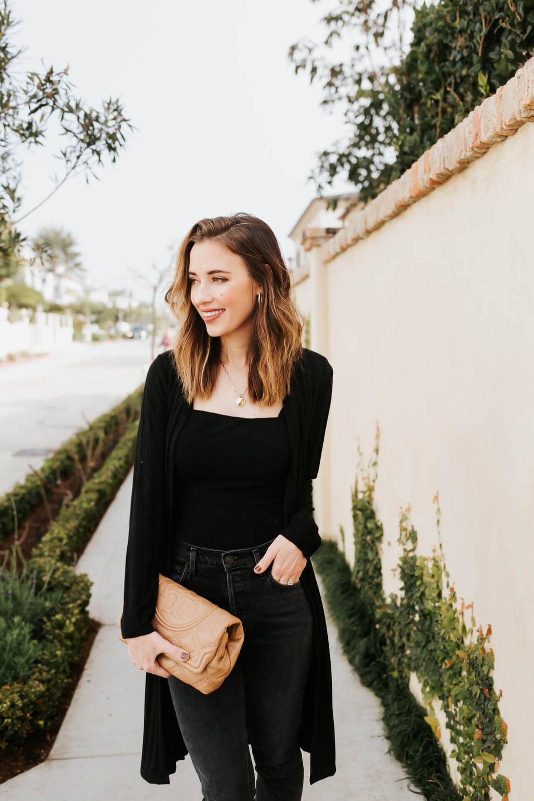 A Long Black Cardigan Creates a Sleek Silhouette — Classy Mom Outfits