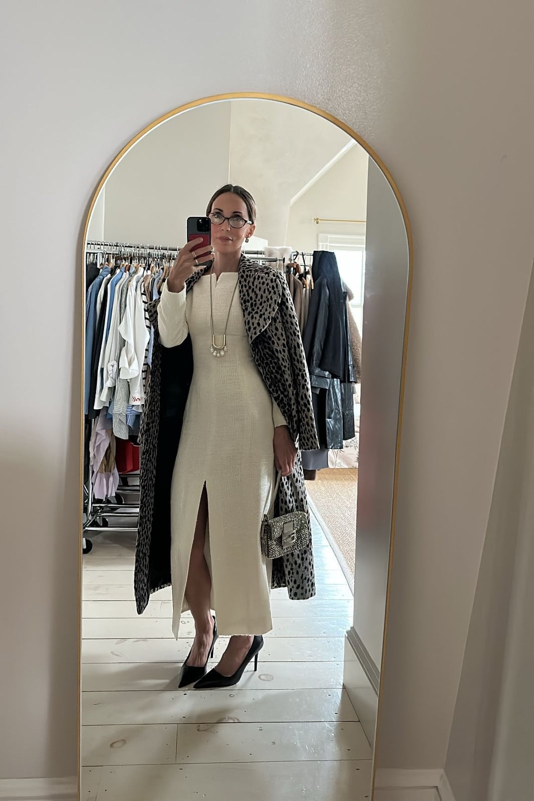 A Sheath Dress With A Leopard Print Coat — Classy Museum Outfits