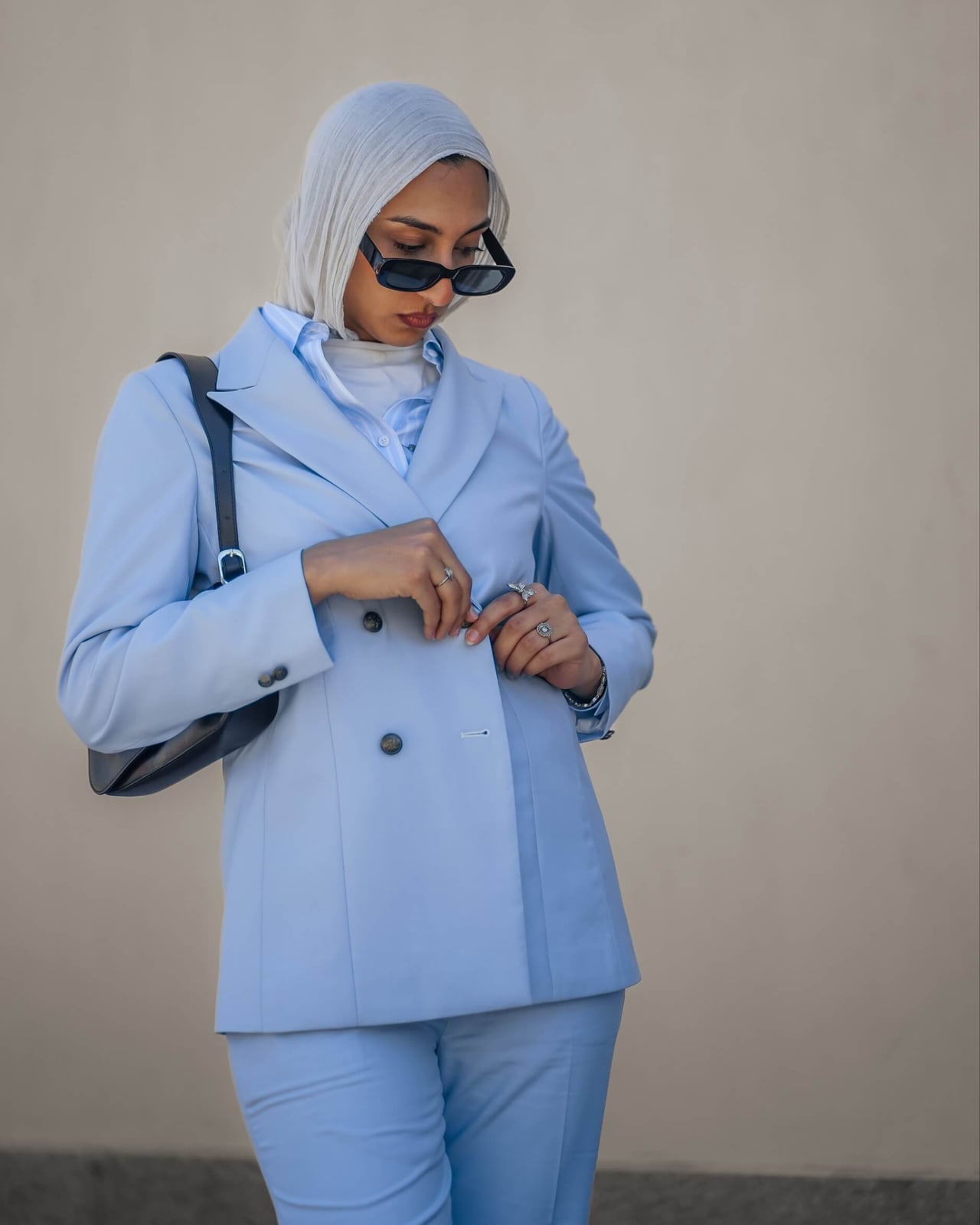 Pastel Blue Suit for Sophisticated Business Casual Pastel Blue Suit for Sophisticated Business Casual — Classy Muslim Outfits