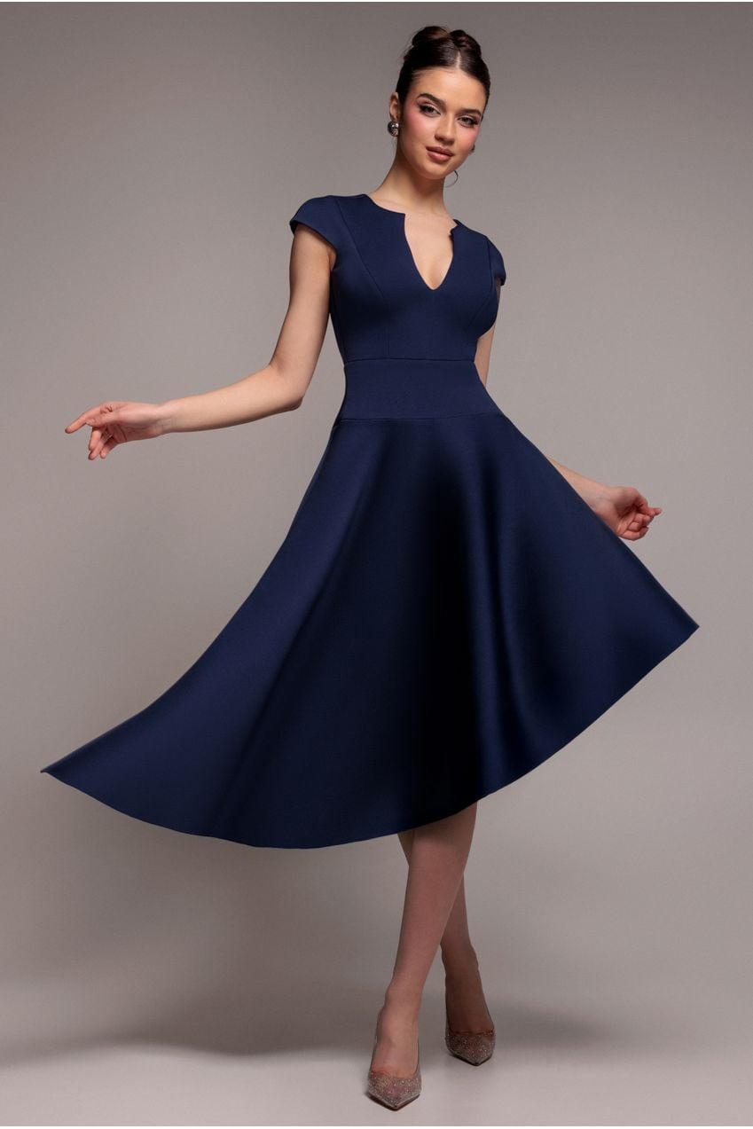 Navy Skater Dress with Cap Sleeves — Classy Navy Outfits