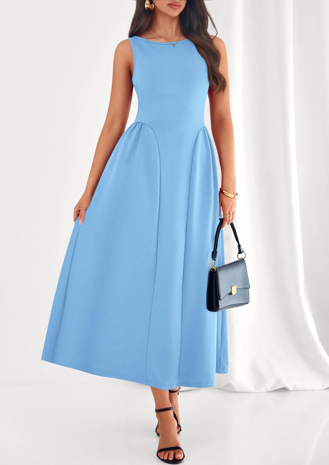 Light Blue A-Line Dress with Pleated Skirt Light Blue A-Line Dress with Pleated Skirt — Classy Necklines Dress