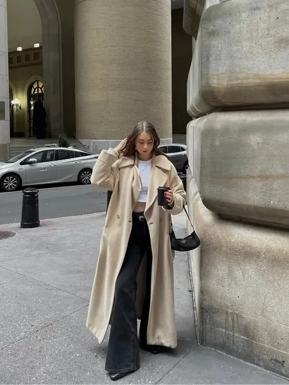 Oversized Cream Blazer Over Beige Slip Dress Oversized Cream Blazer Over Beige Slip Dress — Classy Neutral Outfits