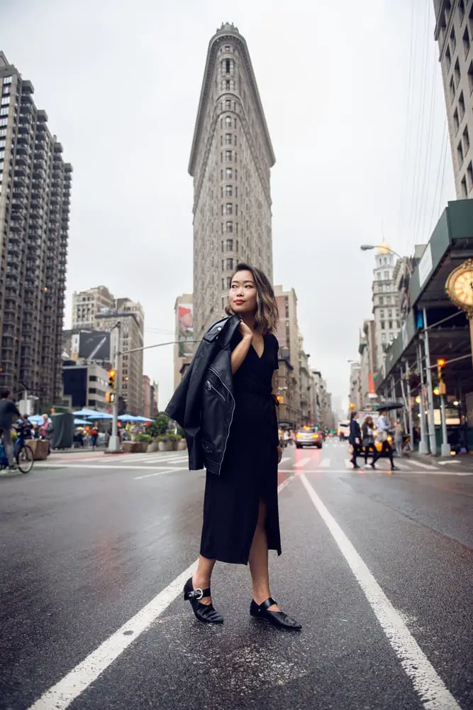 Black Knit Midi Dress with Leather Moto Jacket Black Knit Midi Dress with Leather Moto Jacket — Classy New York Outfits