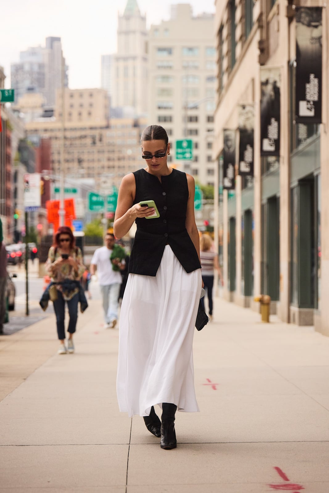 Black Vest and White Maxi Skirt City Stroll Black Vest and White Maxi Skirt City Stroll — Classy New York Outfits