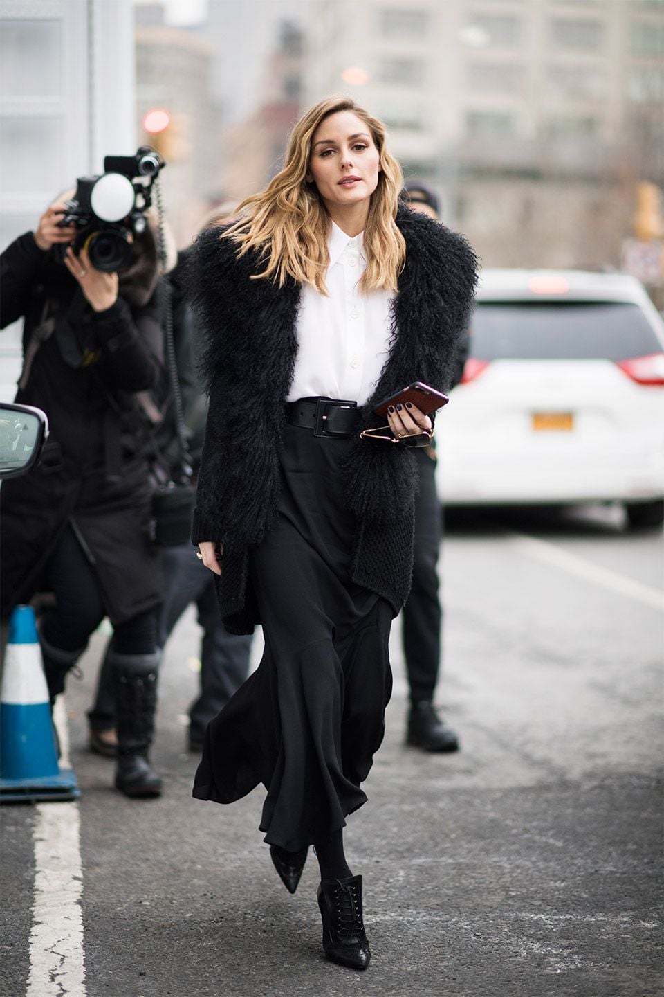 Black Faux Fur Coat with Leopard Print Scarf Black Faux Fur Coat with Leopard Print Scarf — Classy New York Style