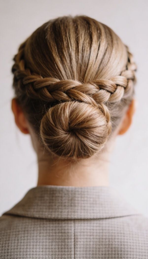 Braided Crown with Low Bun Braided Crown with Low Bun — Classy Office Hairstyles
