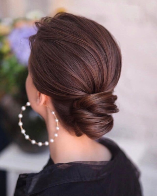 Twisted Dark Brown Chignon Twisted Dark Brown Chignon — Classy Office Hairstyles