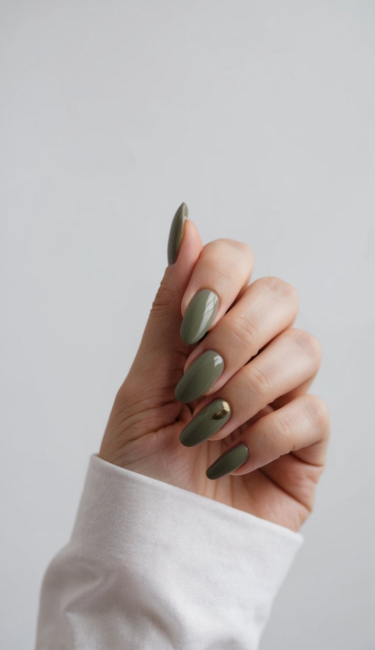 Matte And Glossy Olive Green Abstract Art Matte And Glossy Olive Green Abstract Art — Classy Olive Green Nails