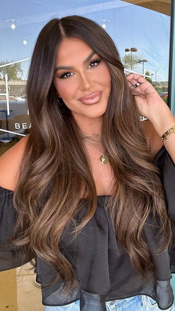 Back View Caramel Ombre Wavy Blowout — Classy Ombre Hair