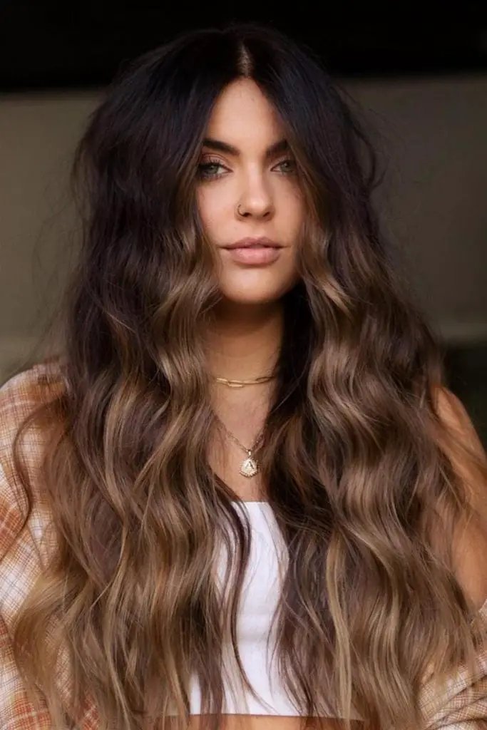 Mid-Back Bronde Ombre From Dark Brown Roots — Classy Ombre Hair